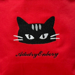 [免運費] 黑色貓臉刺繡帆布迷你手提包 第8張的照片