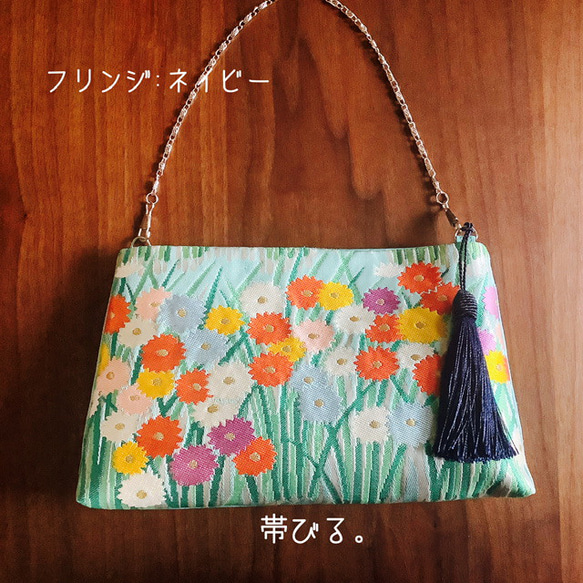 ＊Handbag ✳︎ハンドバッグ✳︎西陣✳︎パーティ✳︎ミントカラー✳︎ビタミンカラー✳︎ 4枚目の画像