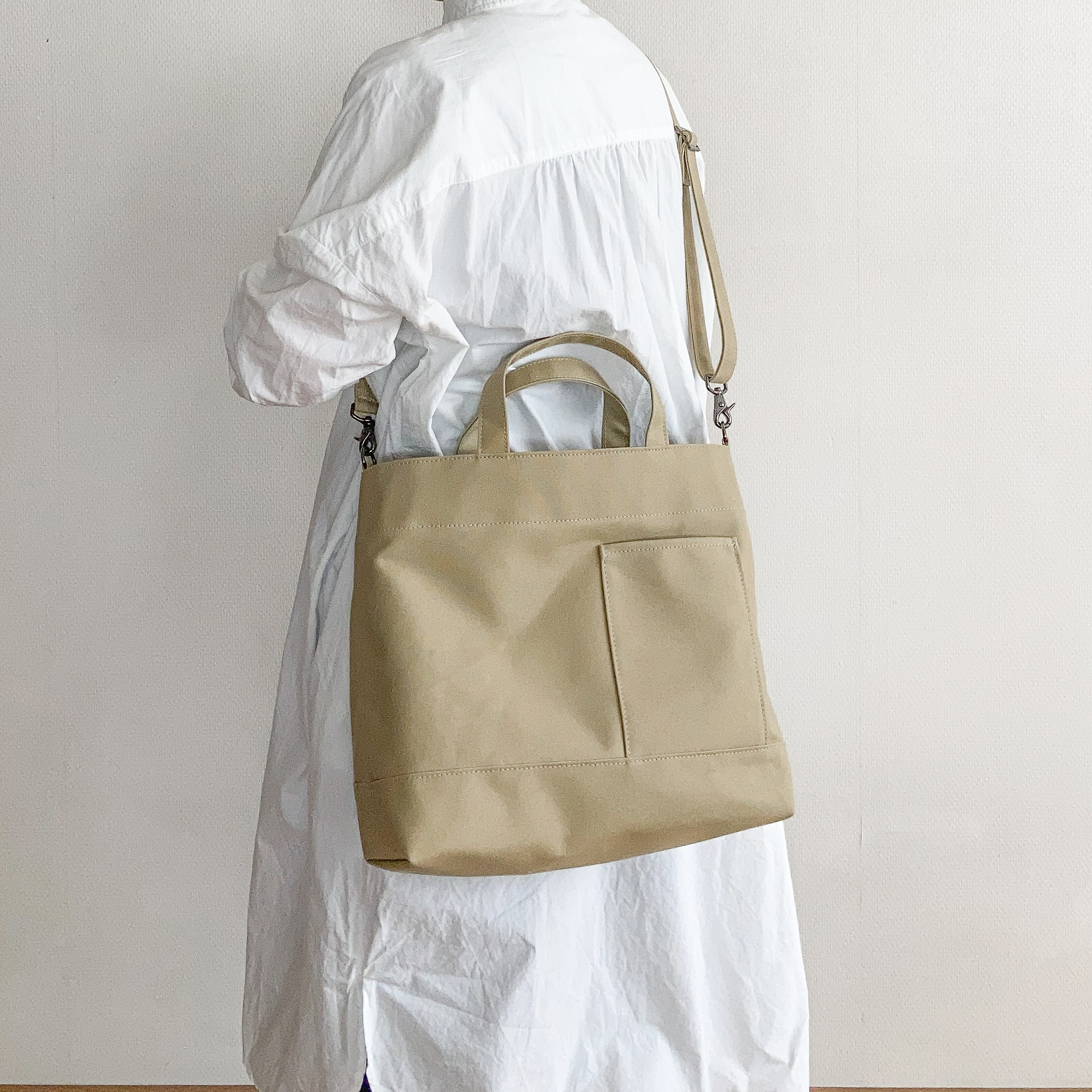 2wayプランプトート ベージュ / 9号帆布