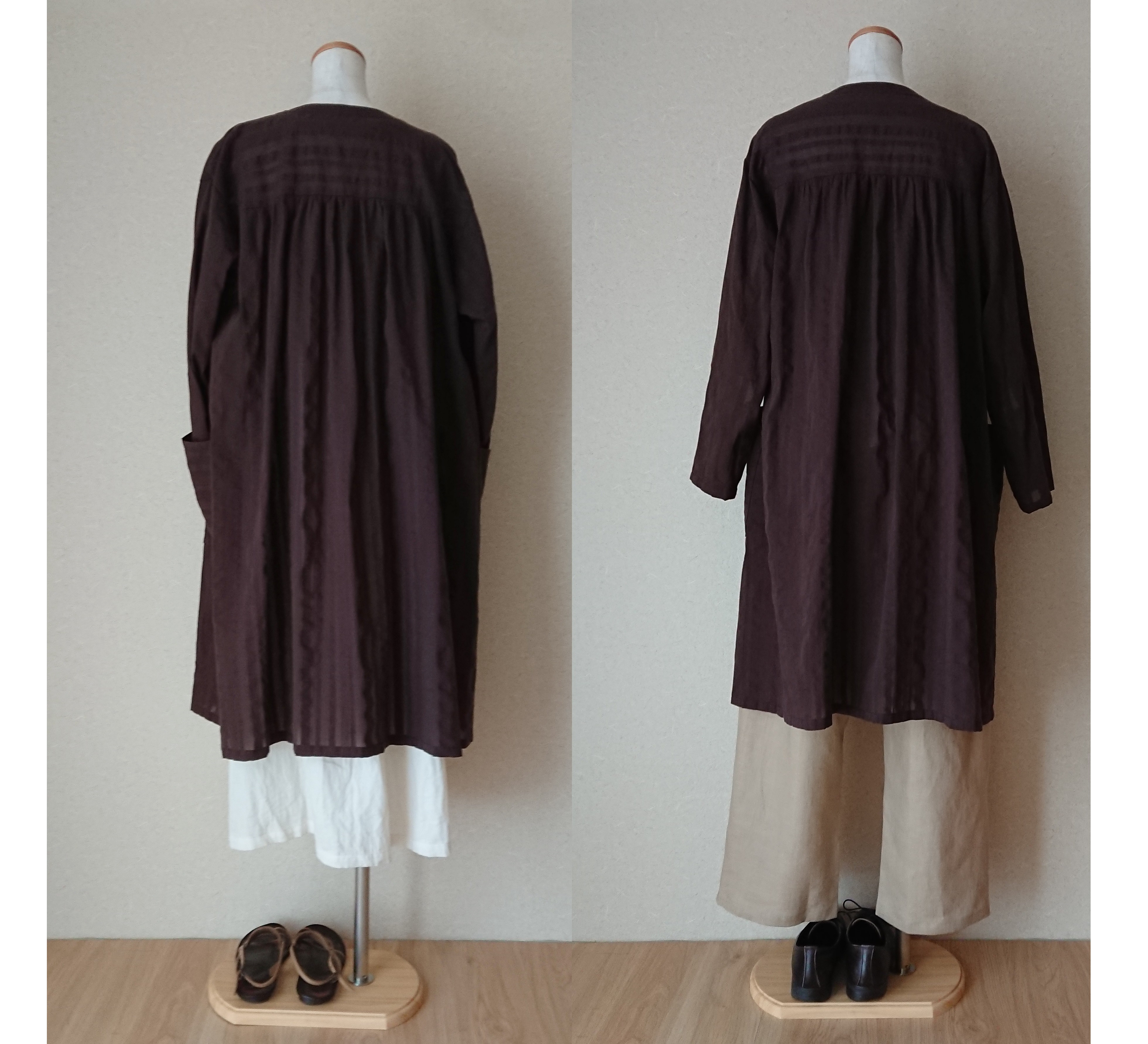 【40%off SALE】2WAYコットンサッカーストライプカシュクールワンピース