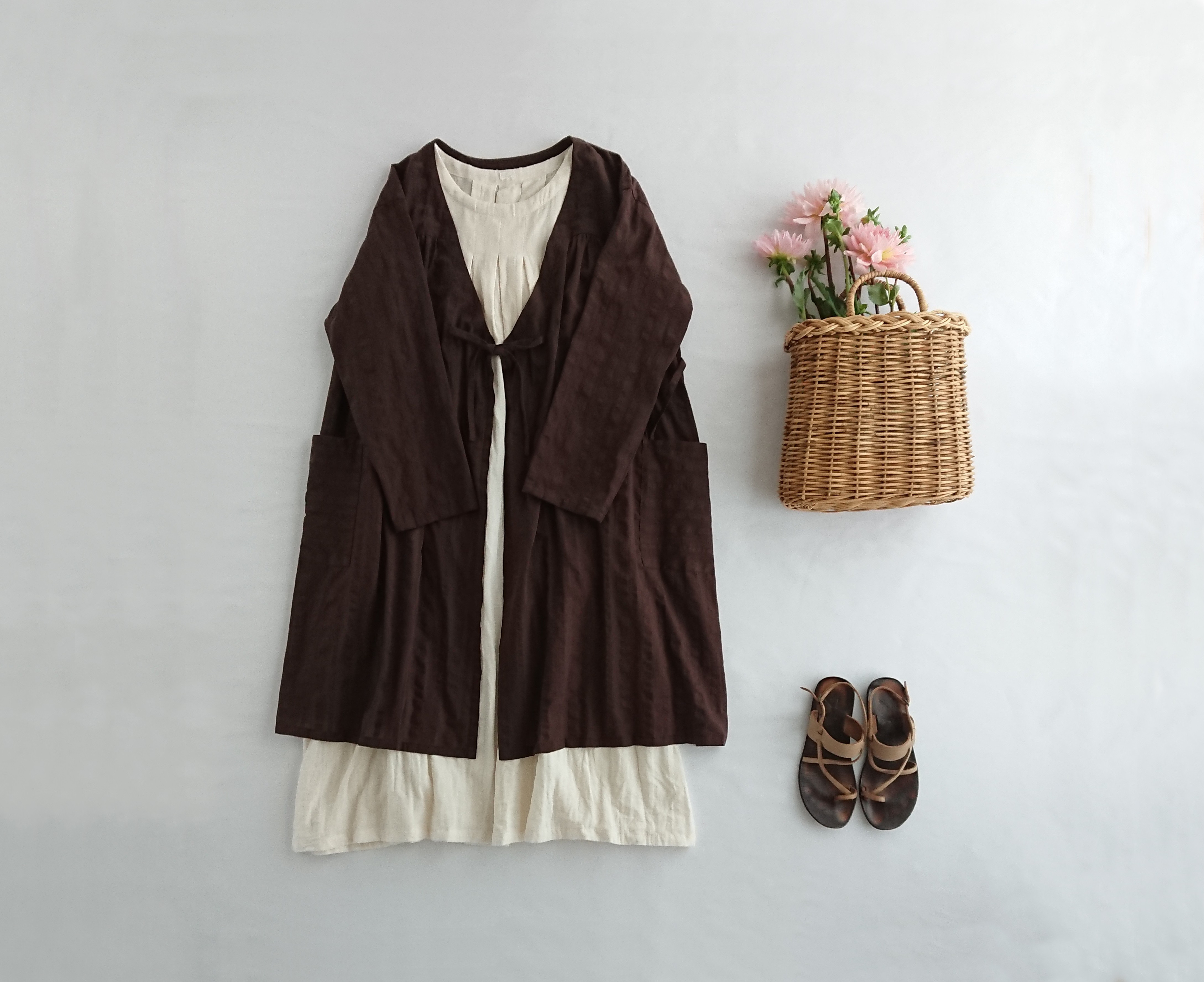 【40%off SALE】2WAYコットンサッカーストライプカシュクールワンピース