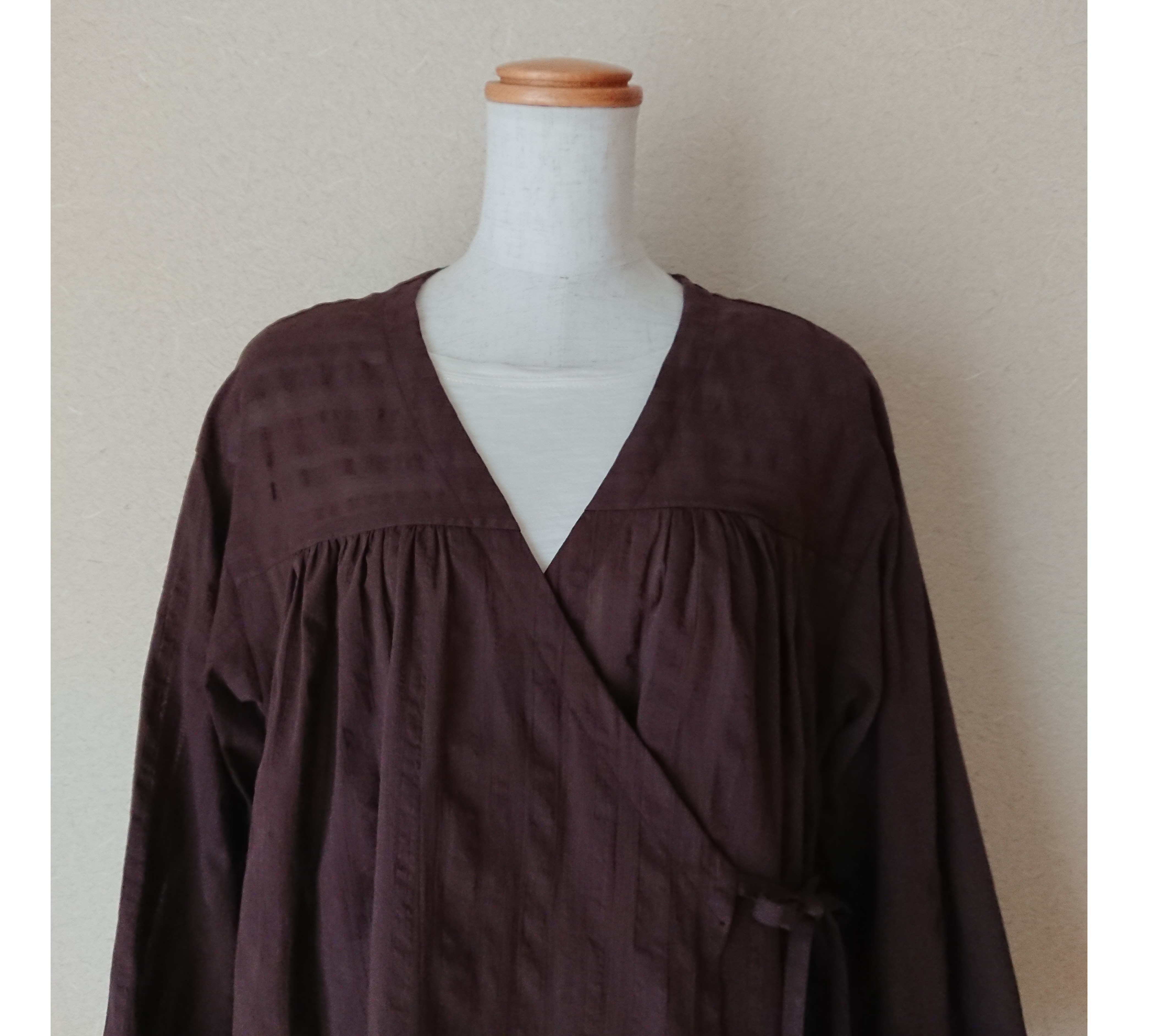 【40%off SALE】2WAYコットンサッカーストライプカシュクールワンピース