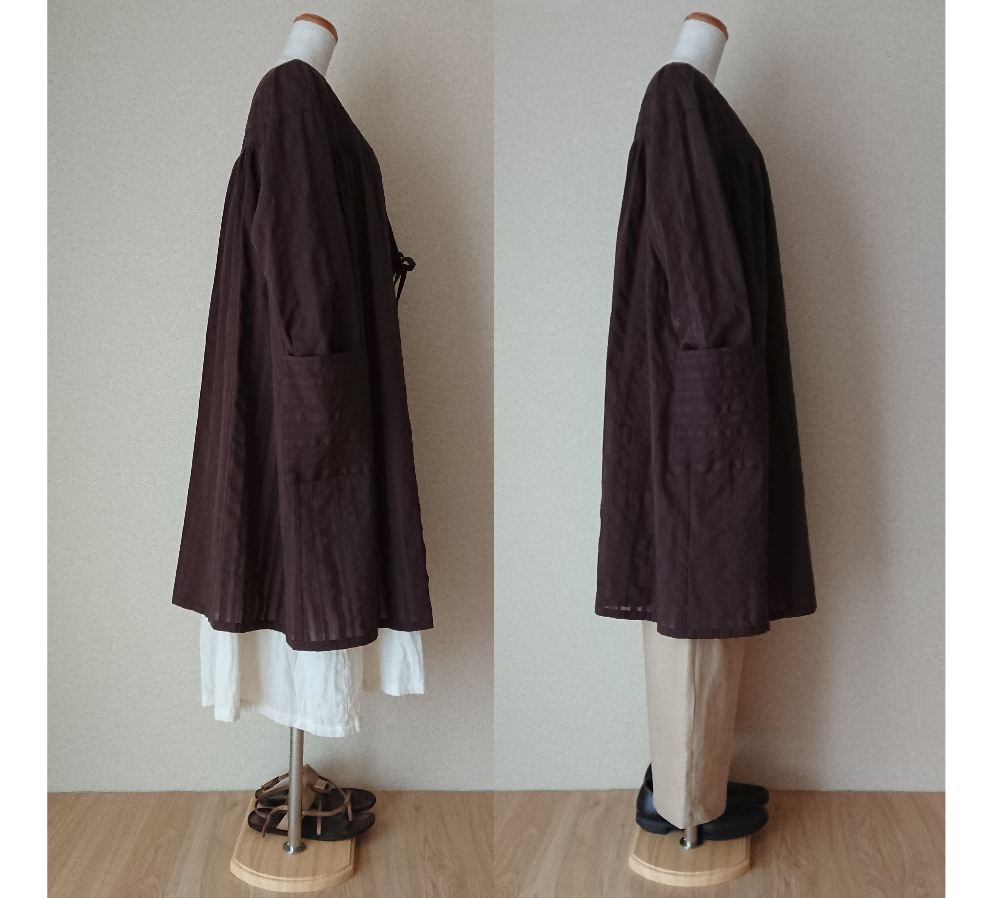 【40%off SALE】2WAYコットンサッカーストライプカシュクールワンピース