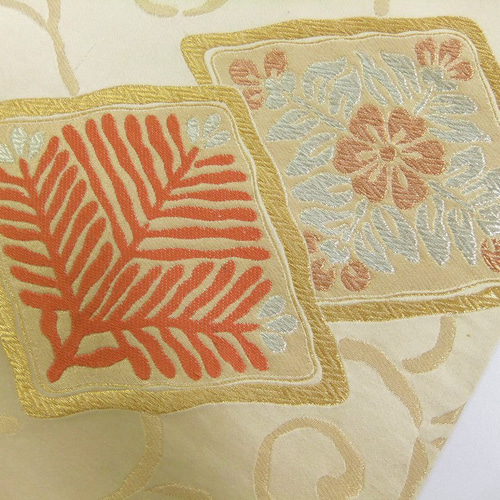 16)1638】194cm/菱形笹文/テーブルランナー・タペストリー/帯リメイク