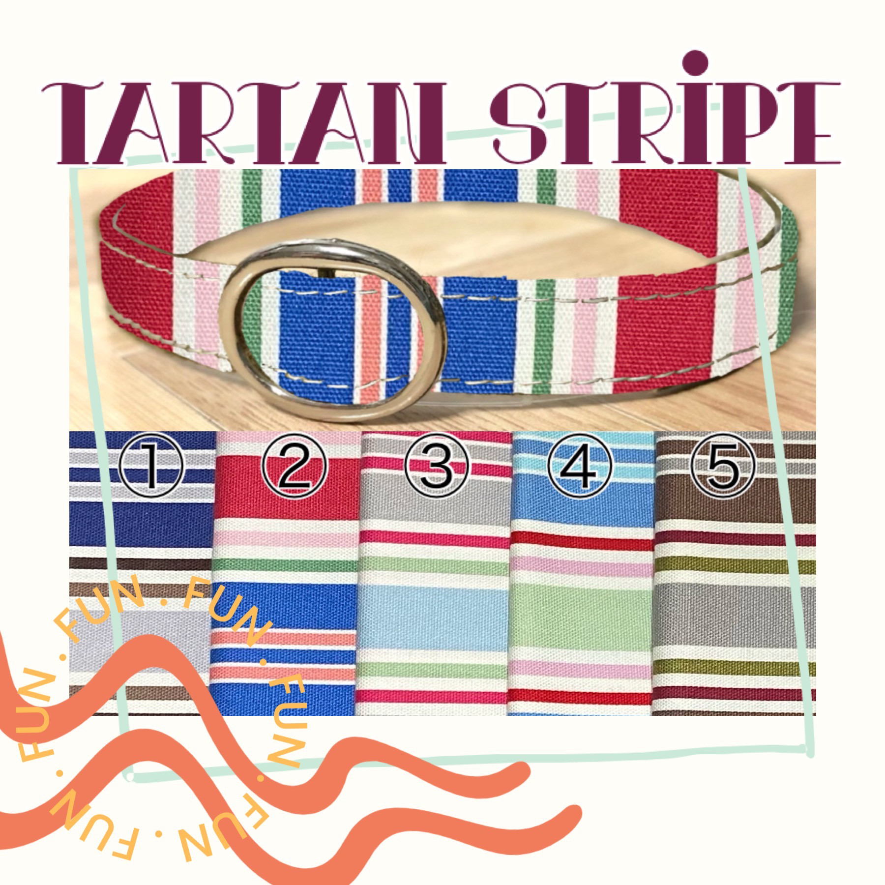 Taetan Stripe＊迷子札付＊フルオーダーの軽い首輪 リード・首輪