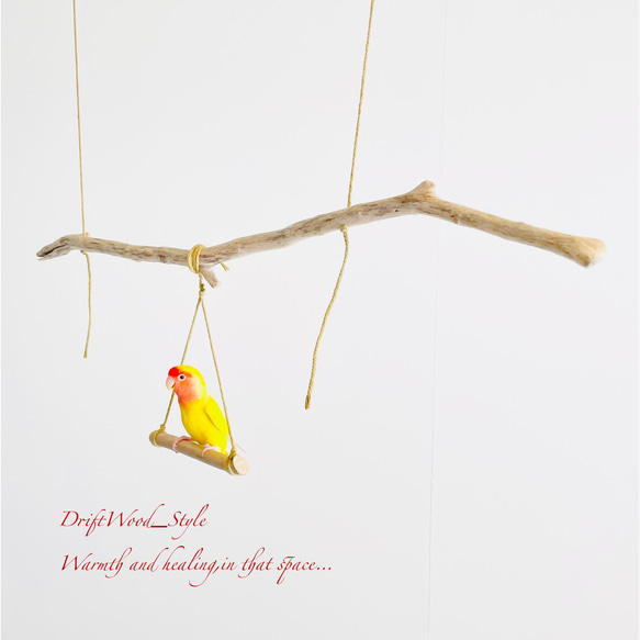流木インテリア  シンプルな天然流木の小鳥の止まり木 吊り下げタイプ インコ 鳥 ブランコ 自然木 No.13 4枚目の画像