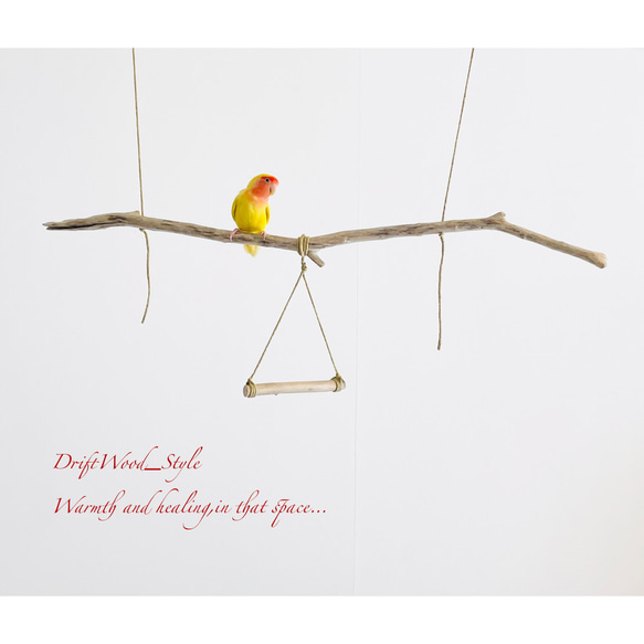 流木インテリア  シンプルな天然流木の小鳥の止まり木 吊り下げタイプ インコ 鳥 ブランコ 自然木 No.13 3枚目の画像