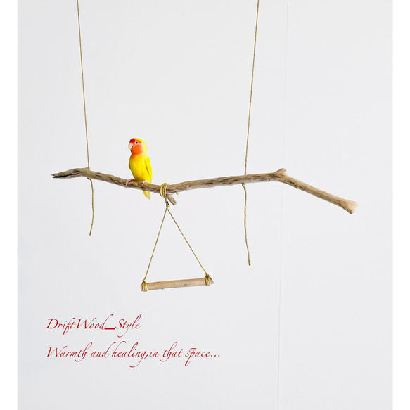 流木インテリア  シンプルな天然流木の小鳥の止まり木 吊り下げタイプ インコ 鳥 ブランコ 自然木 No.13 1枚目の画像