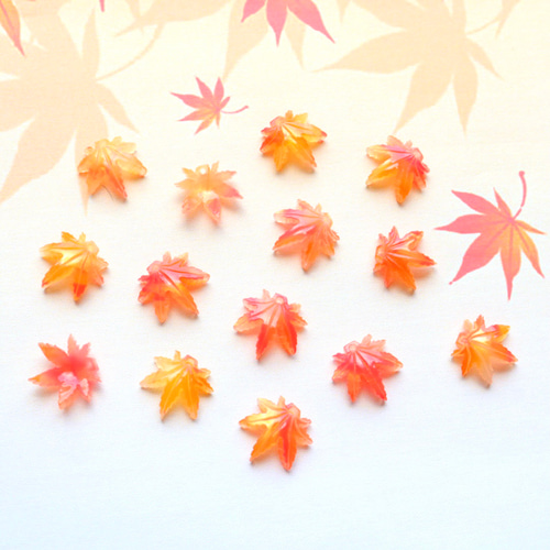 オリジナル新作☆14mm紅葉 もみじのアセテートパーツ レッド