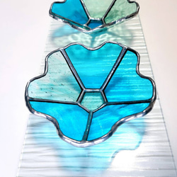 ステンドグラス 小物入れ 「花 小皿 ブルー」 5枚目の画像