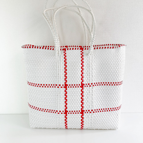 メルカドバッグ・L / WHITE×RED かごバッグ STYLE BIRD 通販