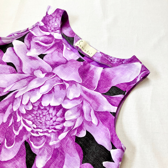 火炬薑黃色喇叭連身裙 [S~3L] 黑色 x 紫色 第18張的照片