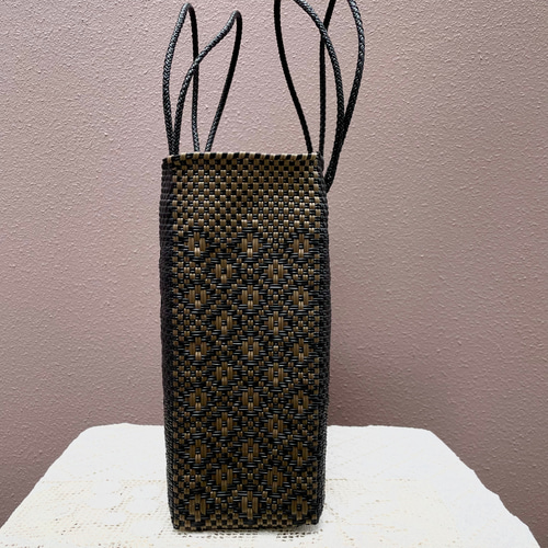 いラインアップ mai様オーダー品】メルカドバッグ・L / BLACK×GOLD かごバッグ バッグ