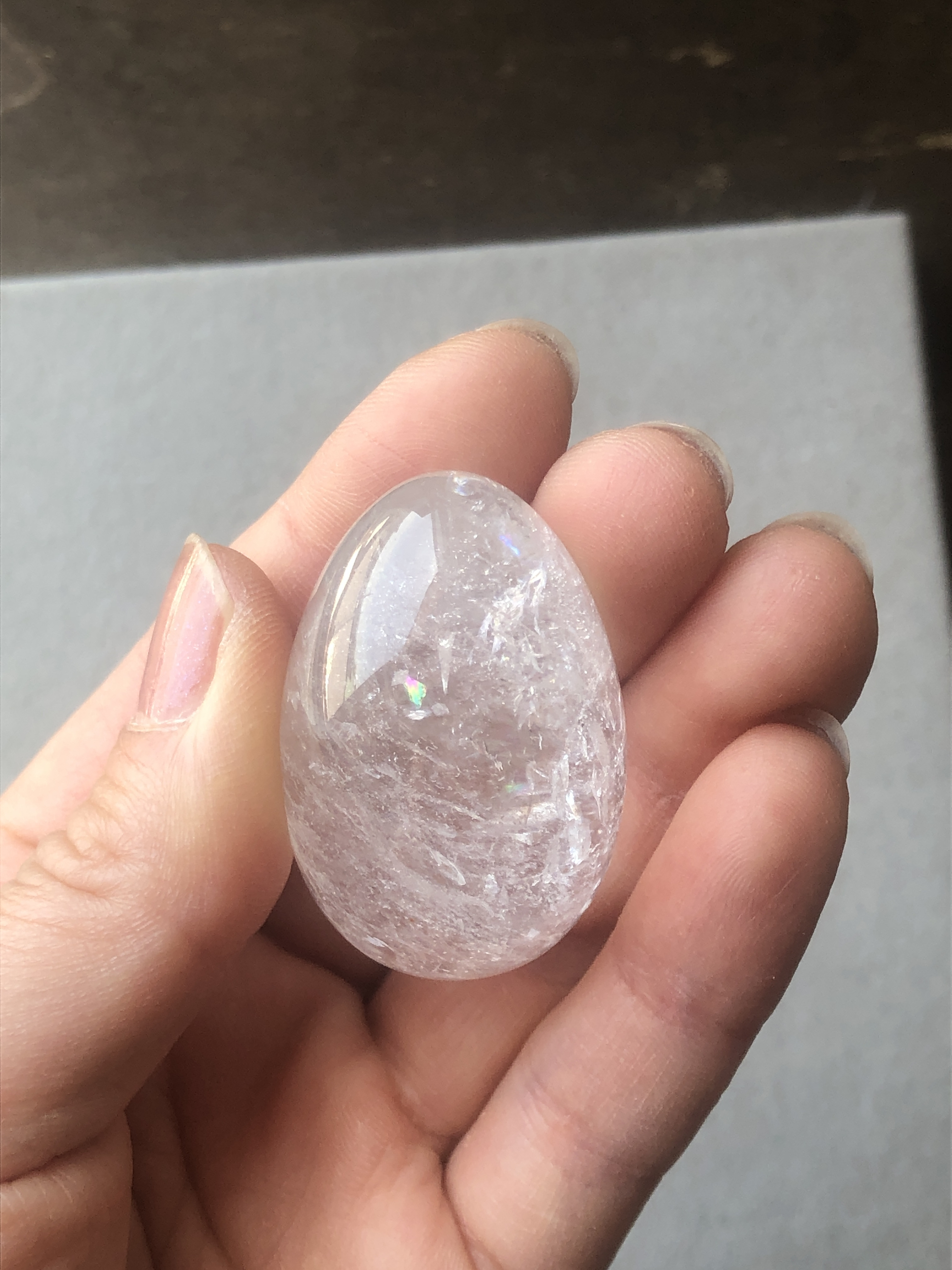 水晶天然石置物ボルテックス渦形状透明新品未使用美品虹入り希少品浄化に
