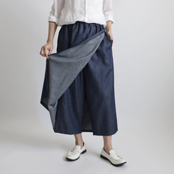 ＊初夏ＳＡＬＥ　　８５ｃｍ　ラップ 巻き スカート＆パンツ　甘織デニム　ナロースカートR18 1枚目の画像