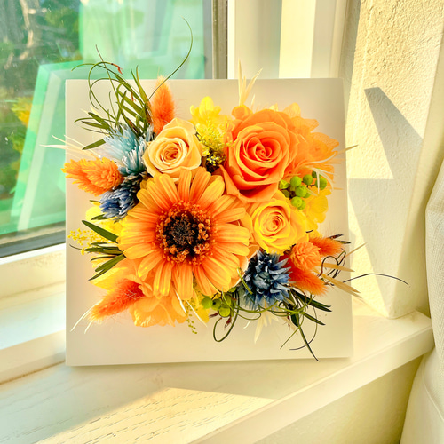 プリザーブドフラワー 額縁に入ったお花 心をこめて丁寧に作りました