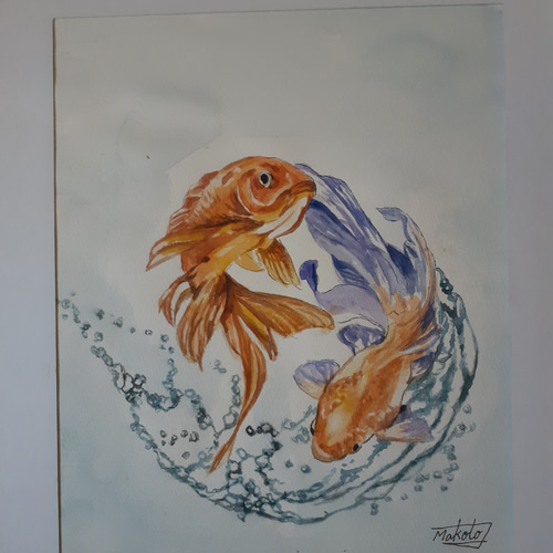 金魚アート - 金属製 受注制作♢﻿ 小さな金魚鉢 金魚の波紋 アートB 小物