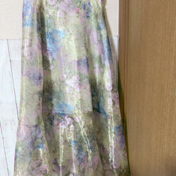 花柄オーガンジーマーメイドスカート 1枚目の画像