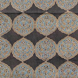 ５０ｃｍ単位　アジュラク染め ハンドブロックプリント布　伝統柄　ナチュラルダイ　ブラウン　 2枚目の画像