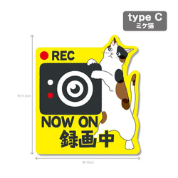 【猫シリーズ２（黄色背景）】ドラレコ　ドライブレコーダーステッカー シール １枚 4枚目の画像
