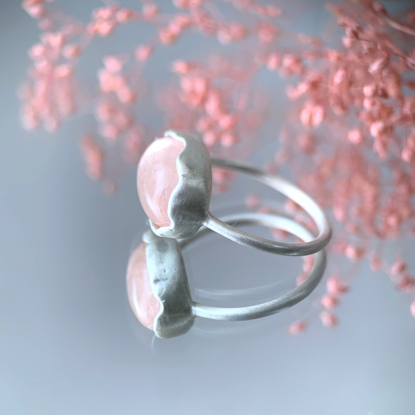 数量限定＊【受注制作】コーラルピンク モルガナイト silver ring 3枚目の画像