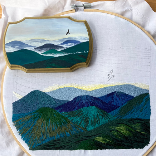 夜明け』刺繍絵 アート 刺繍壁掛け その他アート あきのかぜ 夜明け』刺繍絵 アート 刺繍壁掛け その他アート あきのかぜ