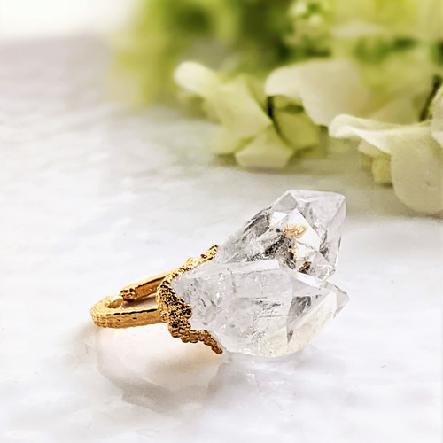 トマスゴンサガ水晶クラスターリング エレクトロフォーミング 指輪