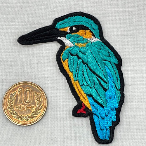 カワセミ 刺繍ワッペン アップリケ シール可 ワッペン