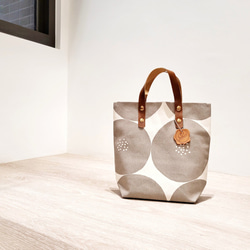 エレガントな日本製帆布スモールバッグ/牛革ハンドルバッグ-コーヒーグレー 3枚目の画像