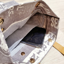 カジュアル日本製帆布スモールバッグ/牛革ハンドルバッグ-グレー 5枚目の画像