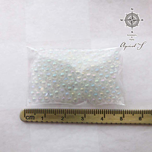 【約10g】 2サイズセット シャボン玉 穴なし ビーズ 封入素材（ オーロラ / クリア ）シェイカー 透明 5枚目の画像
