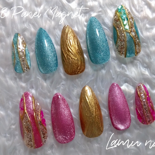 ジャスミン ウェディングネイル ブライダルネイル マグネットネイル ブライダル/ハンド/マグネット/ベージュ/ジェルネイル - sonomiの