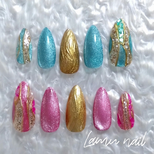 No.8 パネルマグネット ネイルチップ ステンドグラスネイル ジャスミン