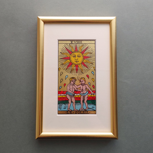 額装品】マルセイユタロット 19番【XVIIII LE SOLEIL】模写 T019-g