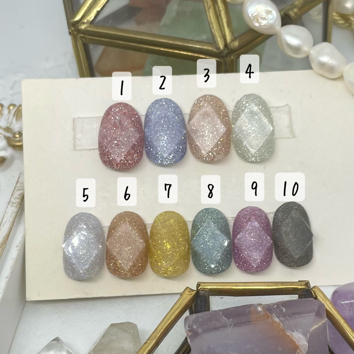 サイズオーダー♡ダイヤモンドカット風ネイルチップ フラッシュ  