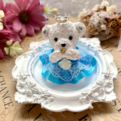 手染め薔薇ドレス くま アロマストーン 手染め薔薇ドレス くま アロマストーン