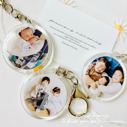 丸型フォトキーホルダー/手形足形/追加オプションあり/オリジナル/プチギフト/両面/七五三/ニューボーン 5枚目の画像