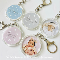 丸型フォトキーホルダー/手形足形/追加オプションあり/オリジナル/プチギフト/両面/七五三/ニューボーン 4枚目の画像