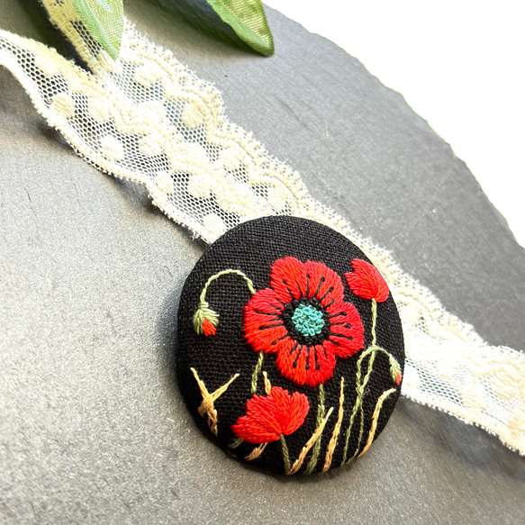 刺繡 ブローチ ハンドメイド BR002 5枚目の画像