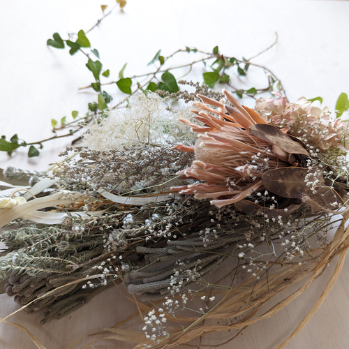 プロテア&スモークツリー ドライフラワースワッグ ドライフラワー fu