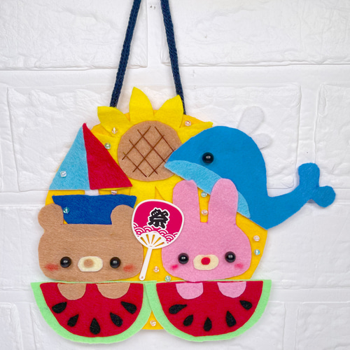 ハンドメイド 夏 フェルト リース 壁面飾り 飾り 季節 フェルト ハンドメイド 夏 フェルト リース 壁面飾り 飾り 季節 フェルト