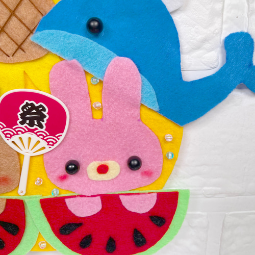 ハンドメイド 夏 フェルト リース 壁面飾り 飾り 季節 フェルト