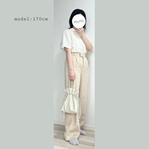【オーダー品　2個口目】ペットボトルホルダー　巾着バッグ 2way仕様］ペットボトルも入るレザー巾着バッグ ショルダー