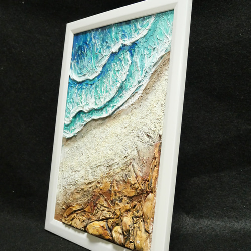 油絵 絵画【岩場の砂浜】 絵画 HR 通販 16269440｜Creema(クリーマ)