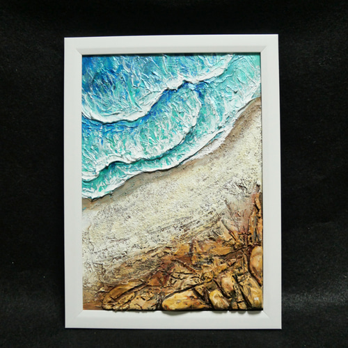 油絵 絵画 【岩場の砂浜】 油絵 絵画 【岩場の砂浜】