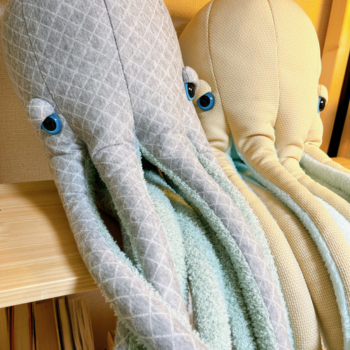 おねむのタコくんJr.【キルトグレー×ミントグリーン