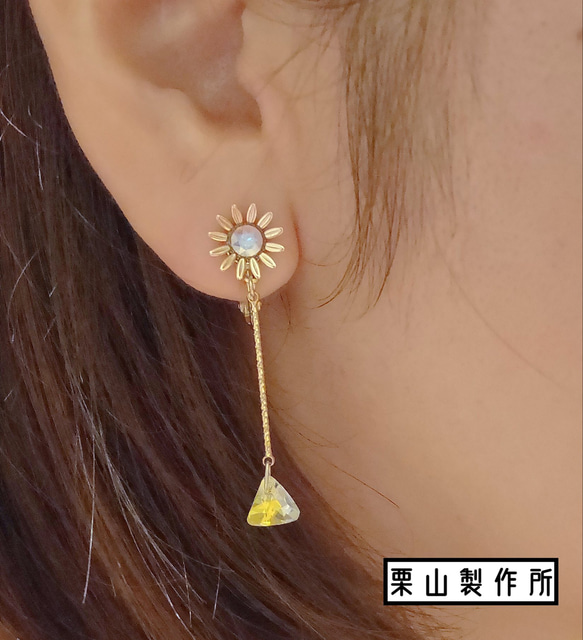 ピアス/イヤリング変更/メタルフラワー/バミューダブルー/シルバー/揺れる/シンプルピアス/ビジュー/ギフトに/RC13 3枚目の画像