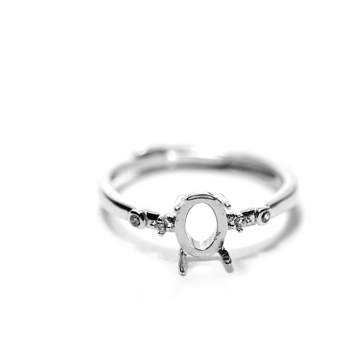 【ジョアぽん出品】s925指輪枠 R25 シルバー 台座 リング枠 指輪 空枠 石枠 縦置き 爪留め