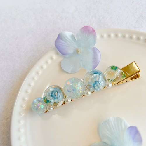 レジンヘアゴム クリップ　ダイヤ　ひし形　　コバルトブルー　ゴールド レジンヘアゴム クリップダイヤひし形コバルトブルーゴールド