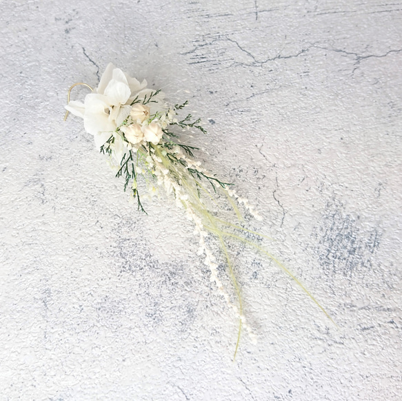 【一点限定】本物のお花のアクセサリー ピアス イヤリング プリザーブドフラワー ウェディング ナチュラル グリーン 5枚目の画像